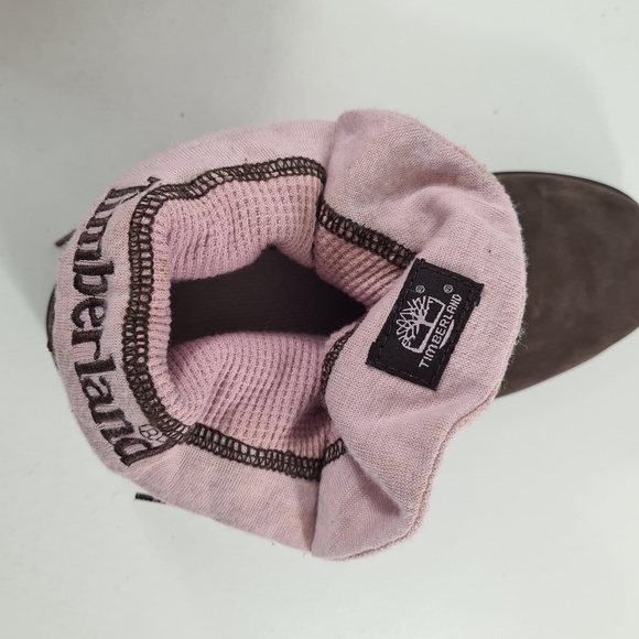 Timberland Roll Top Ankle Chunky Boots Pink & Brown Girls Size 6M (24 Cm) - Picture 6 of 8